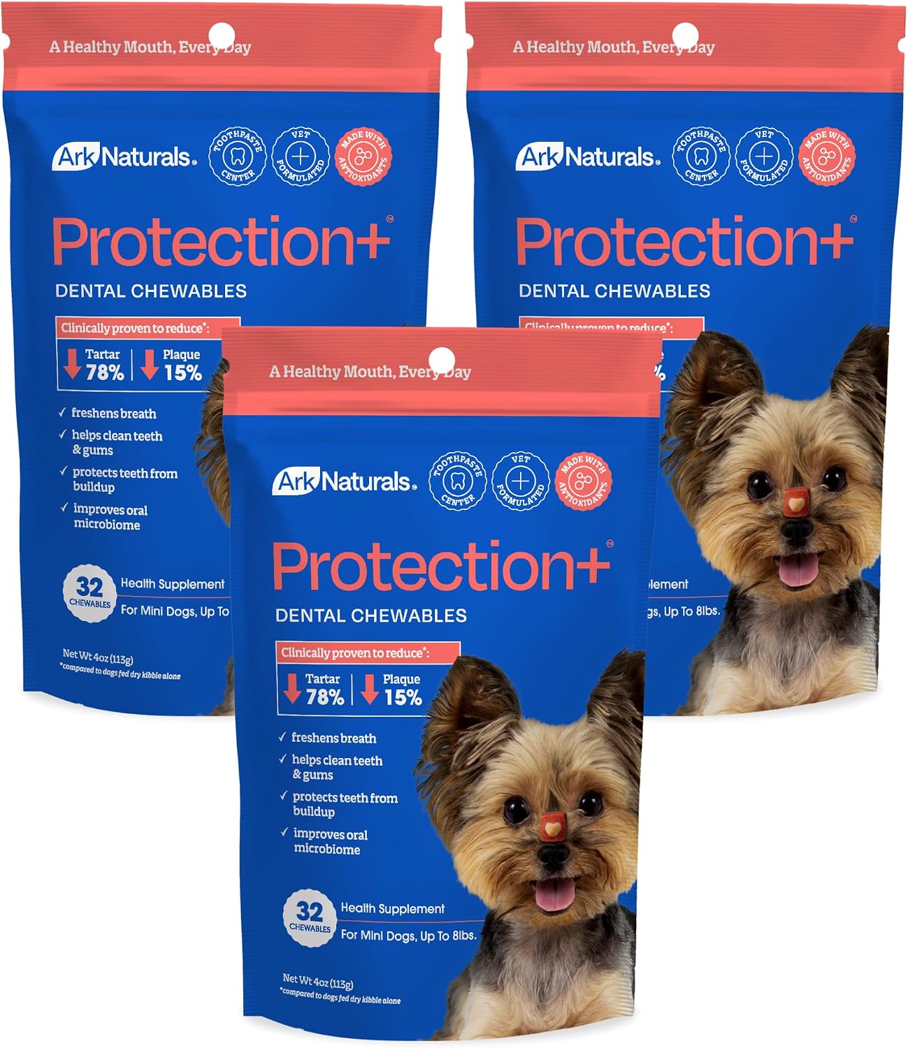 Ark Naturals Protection+ Brushless Toothpaste Bundle - Mini Breeds (3 Pack)