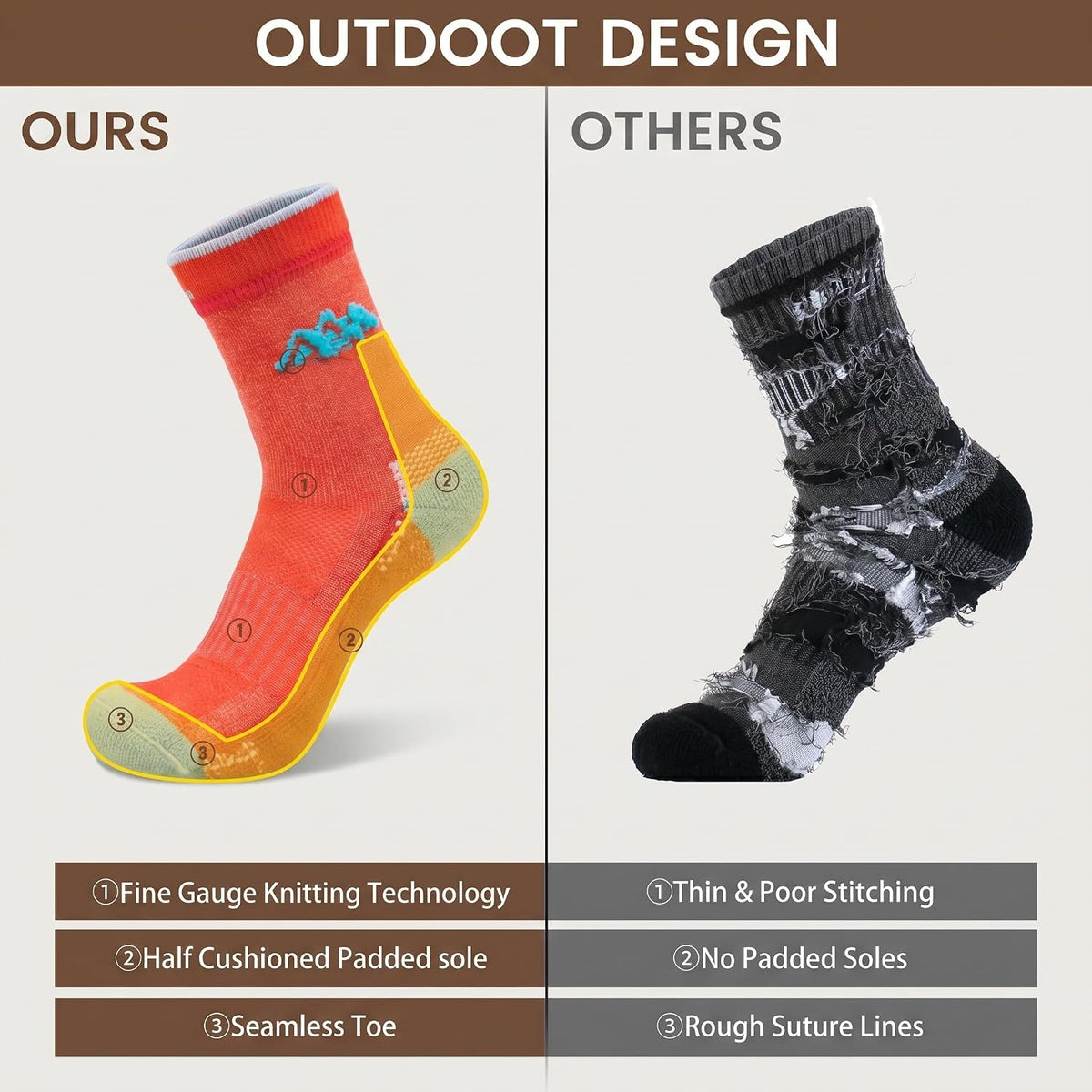 innotree 3 Pairs Merino Wool Hiking Socks for Women Thermal Crew Scoks