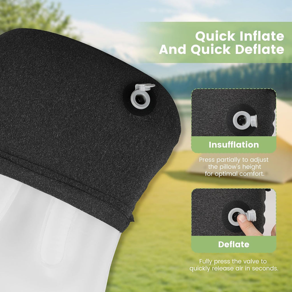 UWILLION Inflatable Camping Pillow with Removable Washable Cover, Ultralight Compact Air Pillow for Backpacking, Hiking, Travel & Camping, Ergonomic Neck and Lumbar Support Blow Up Pillow – Green