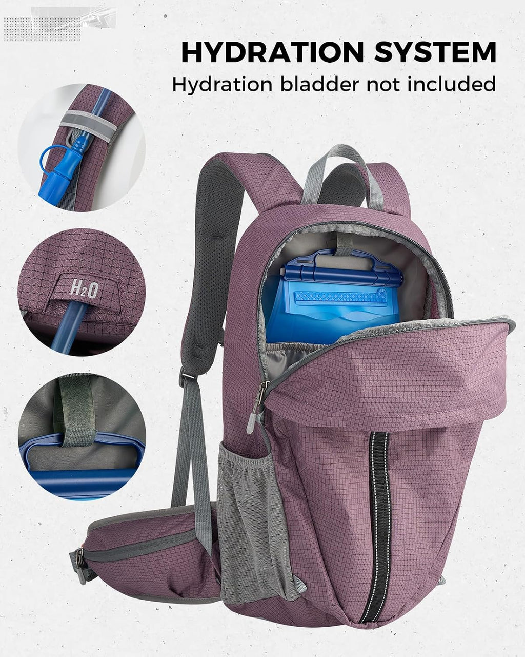 25L Hiking Backpack for Women Men, Lightweight Travel Day Pack, Purple