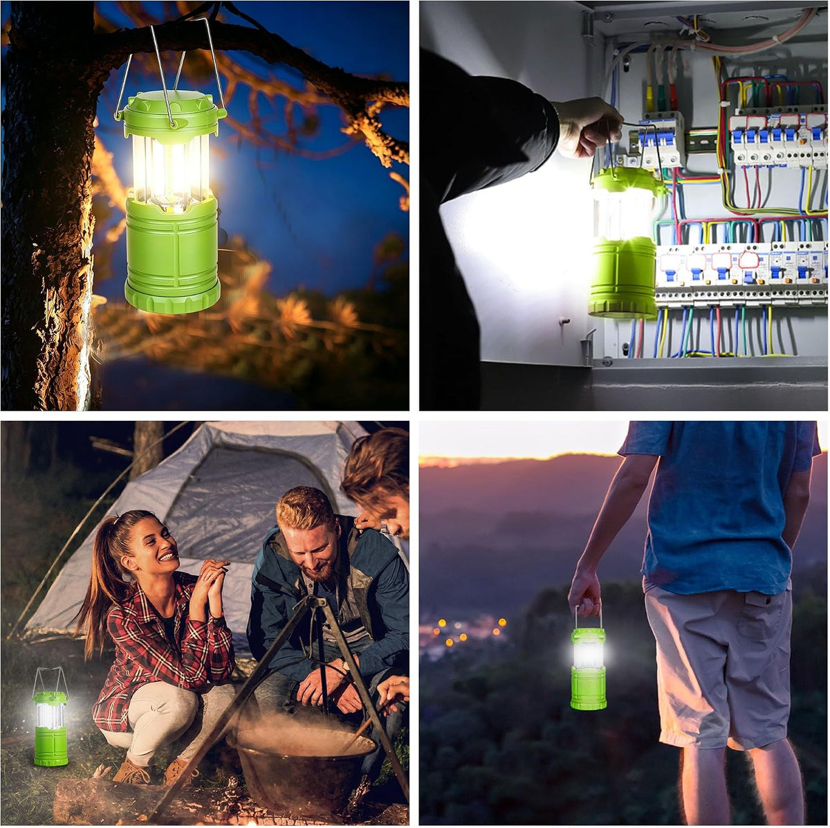 6-Pack Mini LED Green Camping Lantern