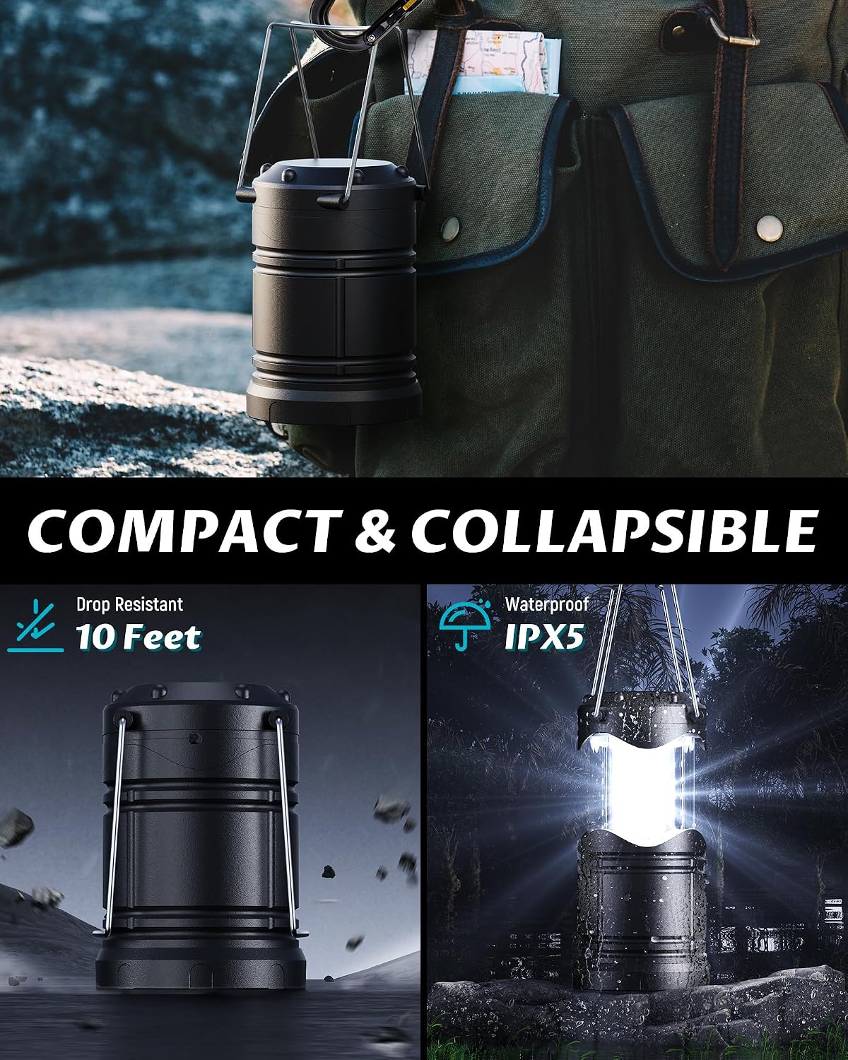 Lichamp 4 Pack LED Camping Lanterns, A4BK