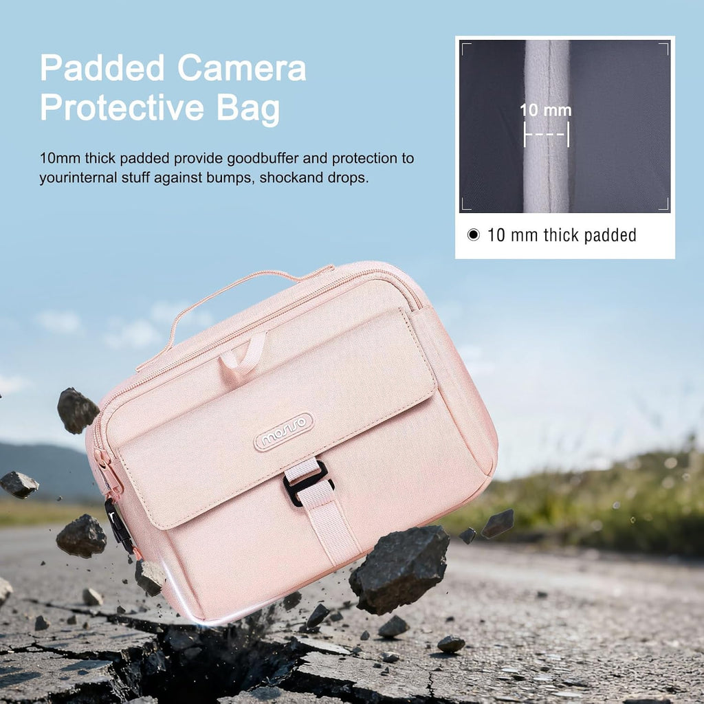 MOSISO Camera Shoulder Bag Camera Case Crossbody Sling Purse, Pink