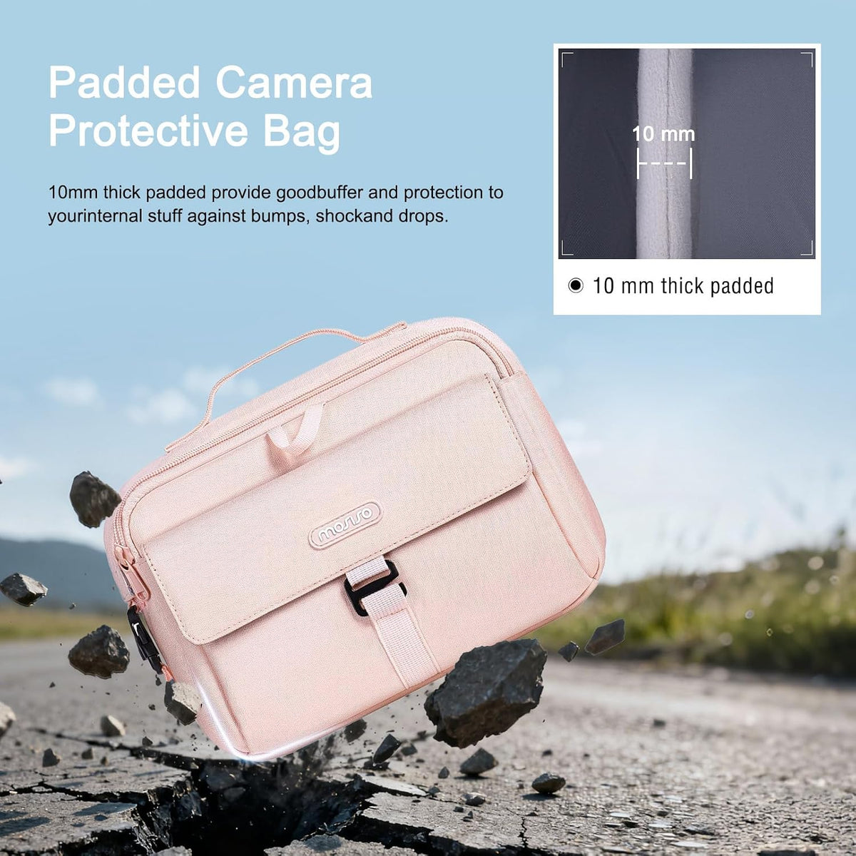 MOSISO Camera Shoulder Bag Camera Case Crossbody Sling Purse, Pink
