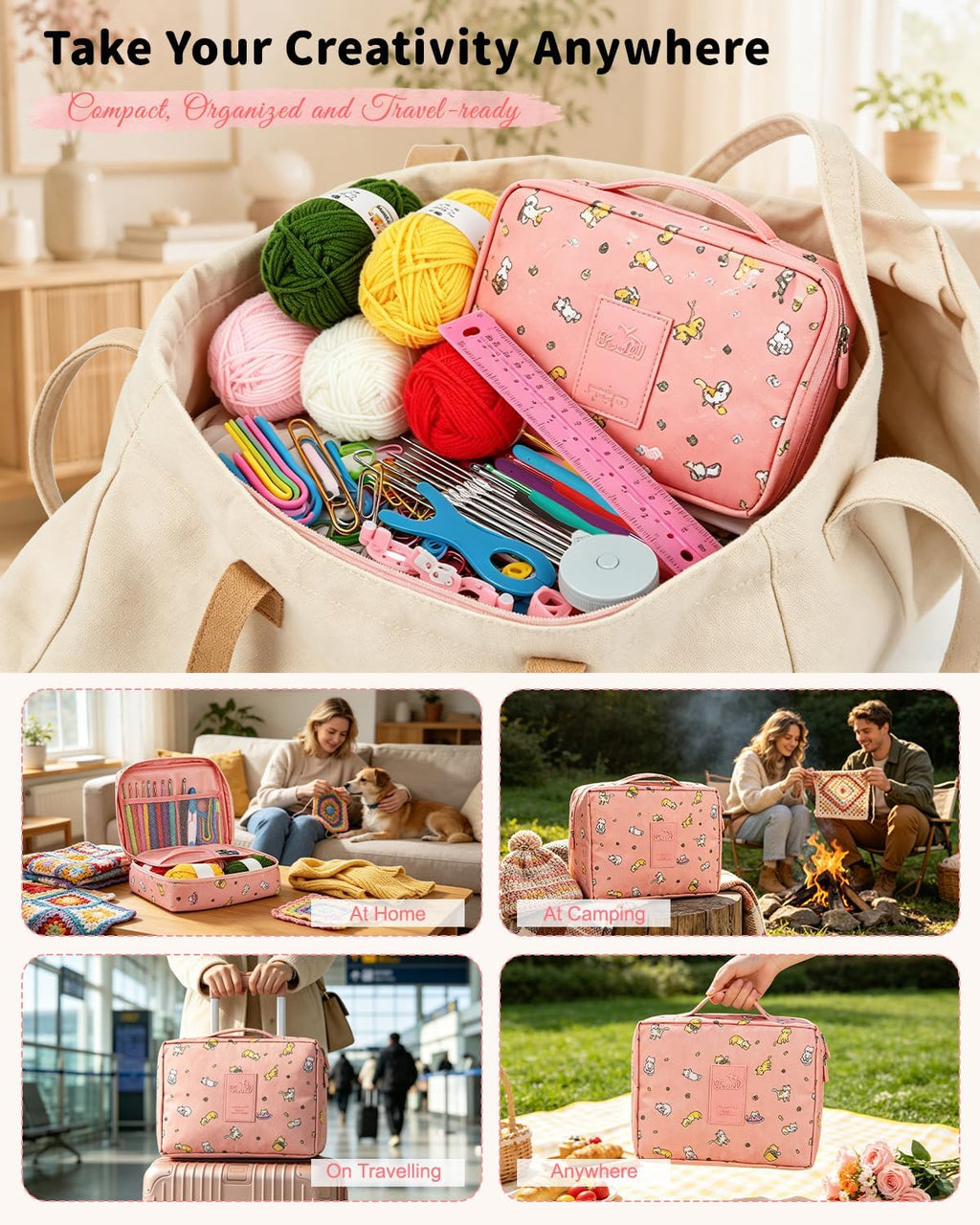 Aeelike Crochet Kit for Beginners- Ideal DIY Craft Gift for Women, Pink