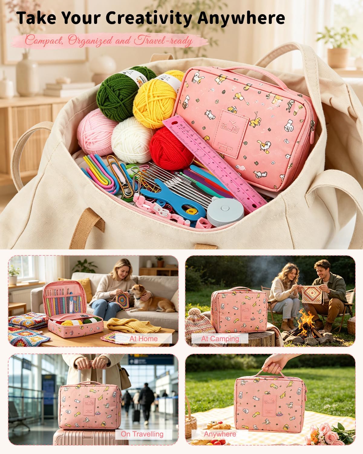 Aeelike Crochet Kit for Beginners- Ideal DIY Craft Gift for Women, Pink