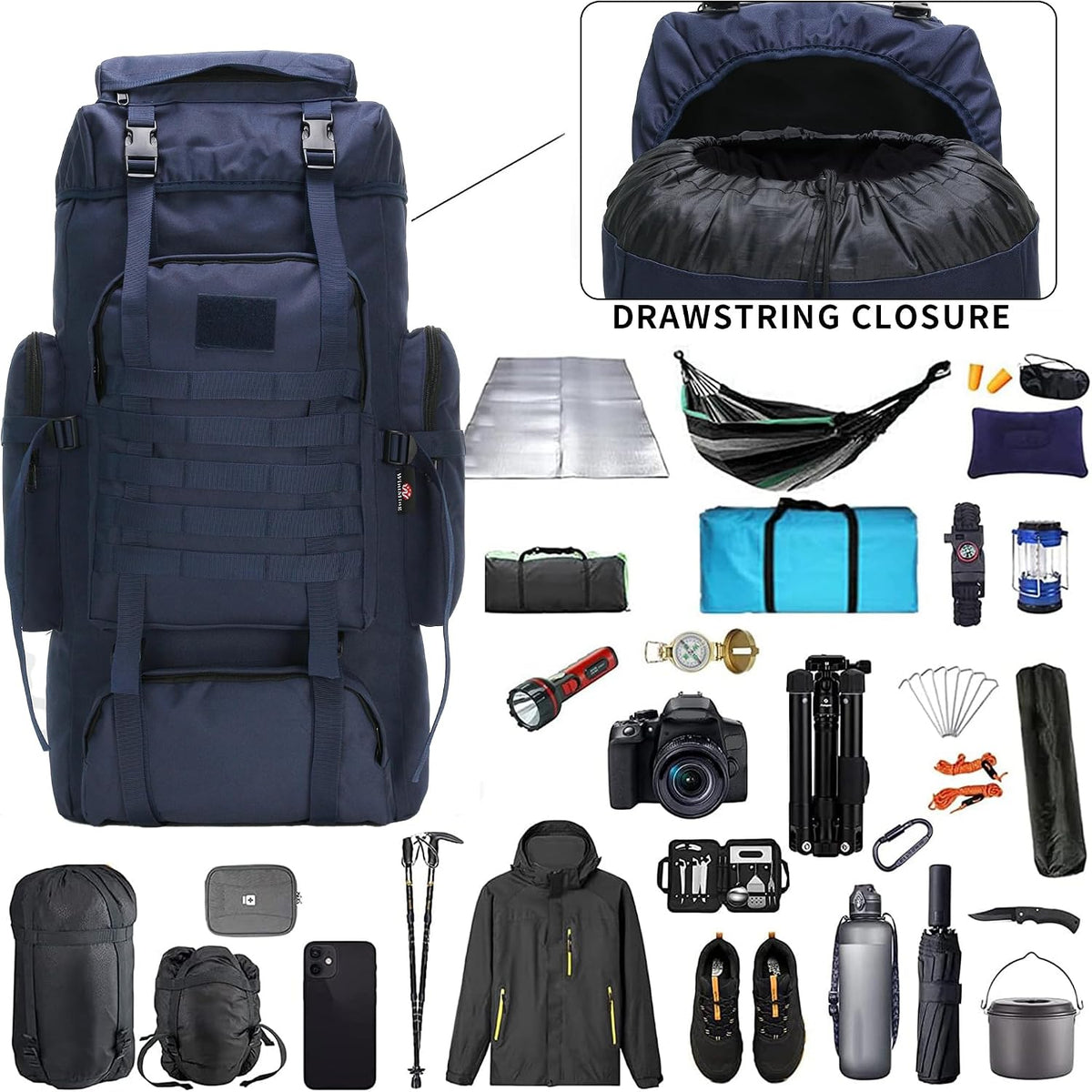 Hiking Backpack for Men 70L/100L Camping Backpack Military Rucksack Molle 3 Days Assault Pack for Climbing