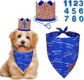 ADOGGYGO Boy Dog Birthday Hat, It's My Birthday Bandana Set, Blue, Small