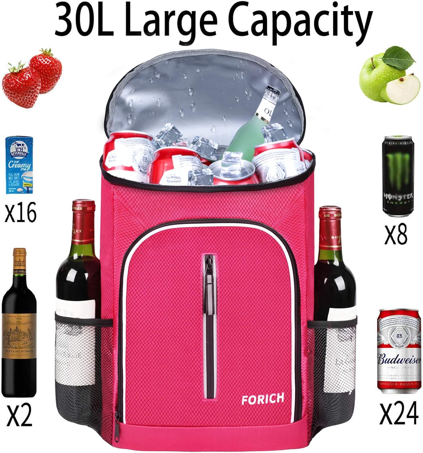 FORICH Soft Cooler Backpack Insulated Waterproof Backpack Cooler Bag Leak Proof Portable Small Cooler Backpacks to Work Lunch Travel Beach Camping Hiking Picnic Fishing Beer for Men Women