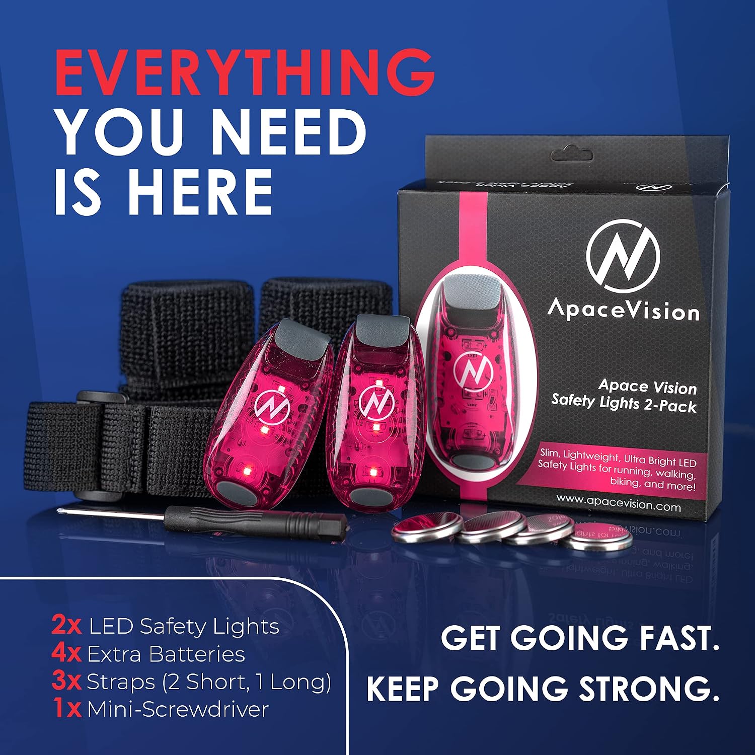 LED Safety Light (2 Pack) with Bonus Items – Clip On Strobe/Running Lights for Runners, Dogs, Bikes, Walking and More