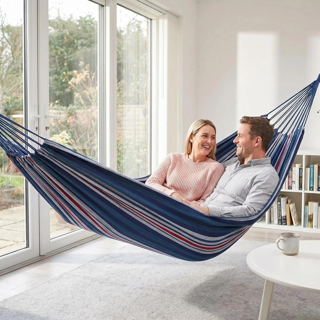 ANYOO Cotton Camping Hammock Portable with Tree Straps Holds 660lbs