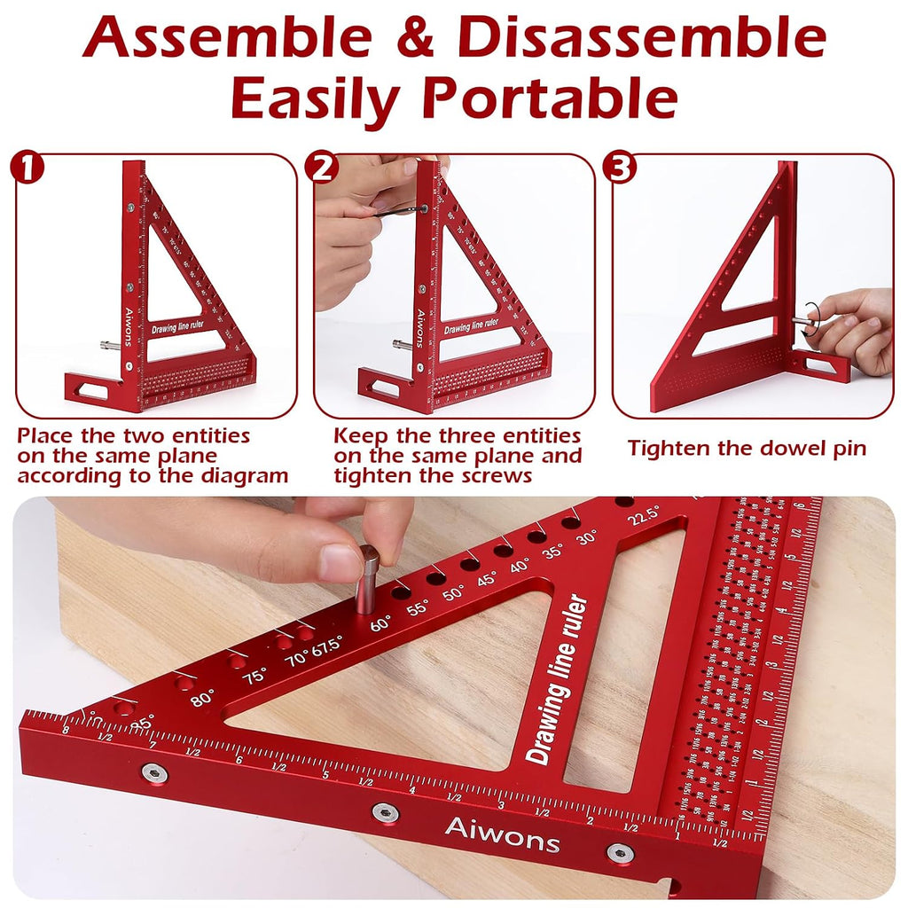 8.5 inch 3D Multi-Angle Measuring Ruler-Large Precision Woodworking