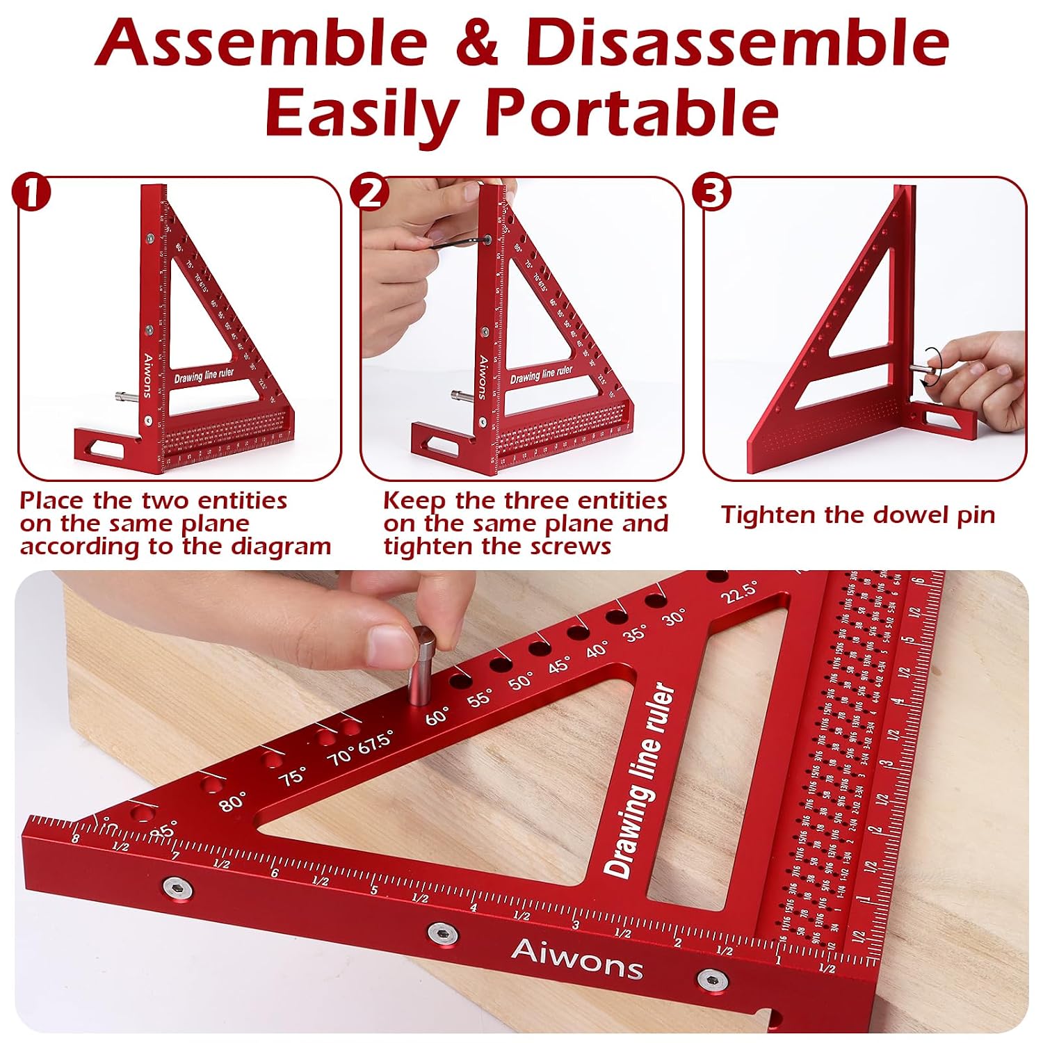 8.5 inch 3D Multi-Angle Measuring Ruler-Large Precision Woodworking