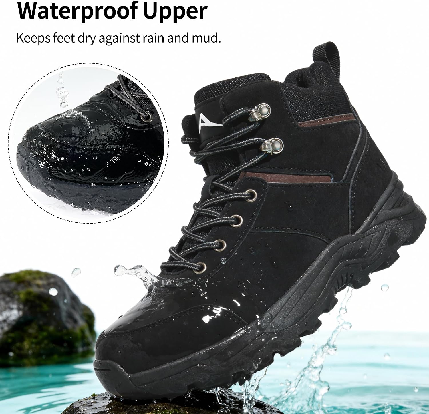 HARENCE Men's Waterproof Hiking Boots Lightweight Slip-Resistant Ankle Support for Trekking Walking