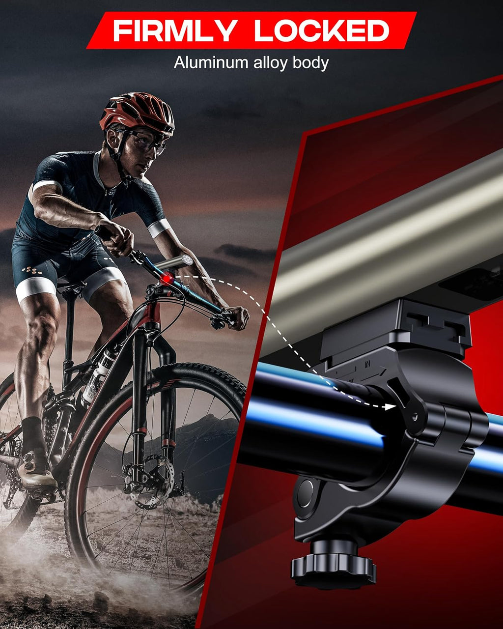 High Lumen Bike Light Set, Prasky Rechargeable Bicycle Lights Front and Rear, Super Bright LED Headlight, IP65 Waterproof Multiple Modes Road Mountain Bike Lights for Night Riding