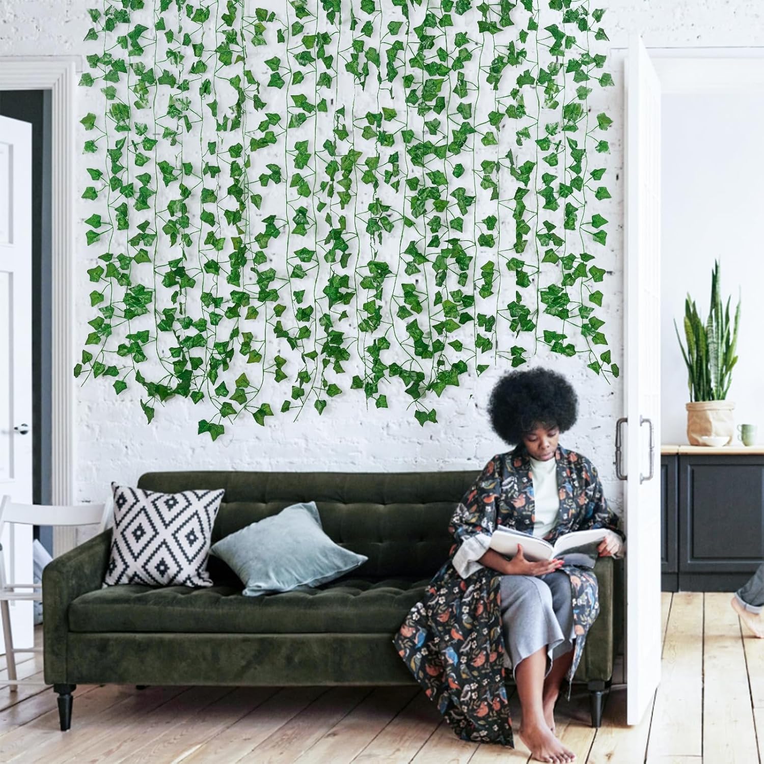 Freyalife Fake Vines for Room Decor(24Pack168Ft) Aesthetic Artificial Plant Ivy Leaves Hanging Greenery Garlands for Home Bedroom Wall Wedding Christmas Party Office patio Indoor, Outdoor Garden Décor