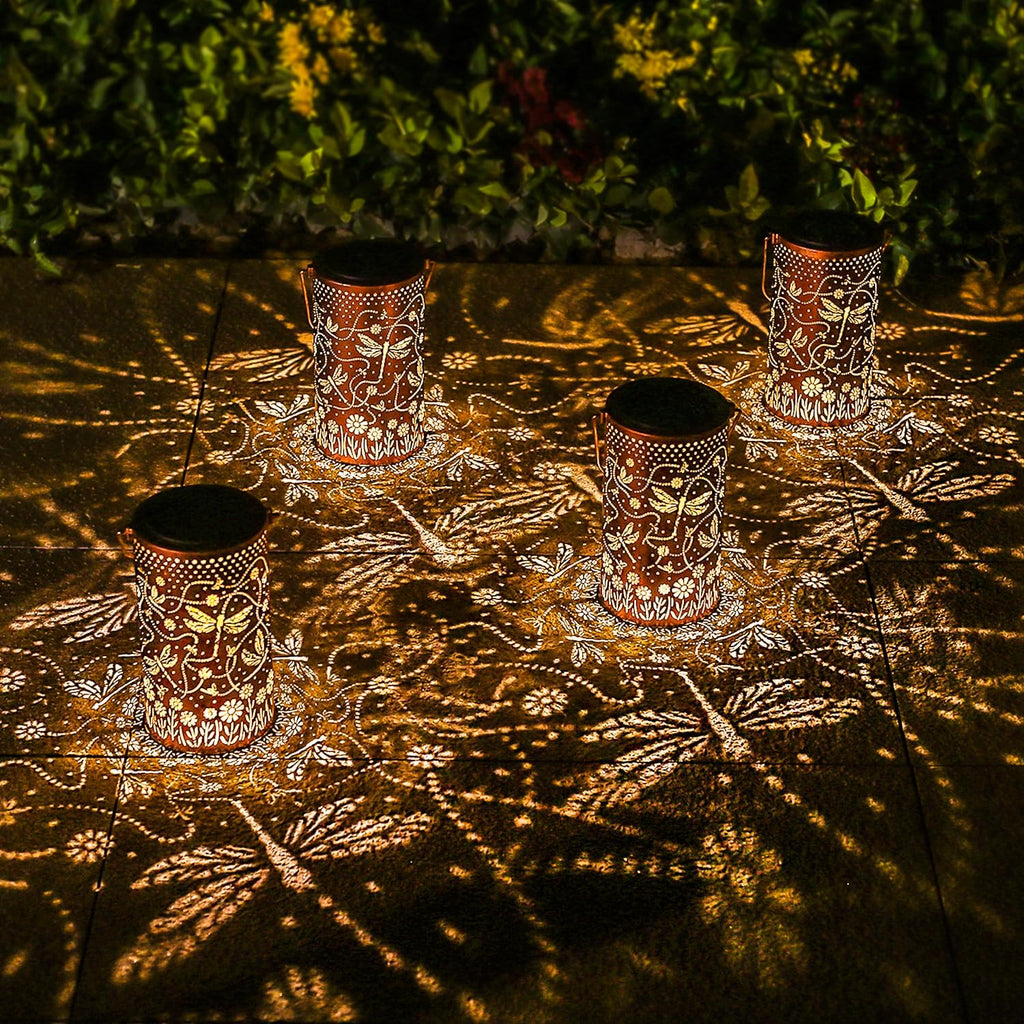 Dragonfly Solar Lanterns Outdoor Waterproof Hanging Solar Lights Dragonfly Gifts for Women Men Mom Metal Decorative LED Lanterns for Yard, Patio, Lawn, Pathway, Landscape, Garden Decor