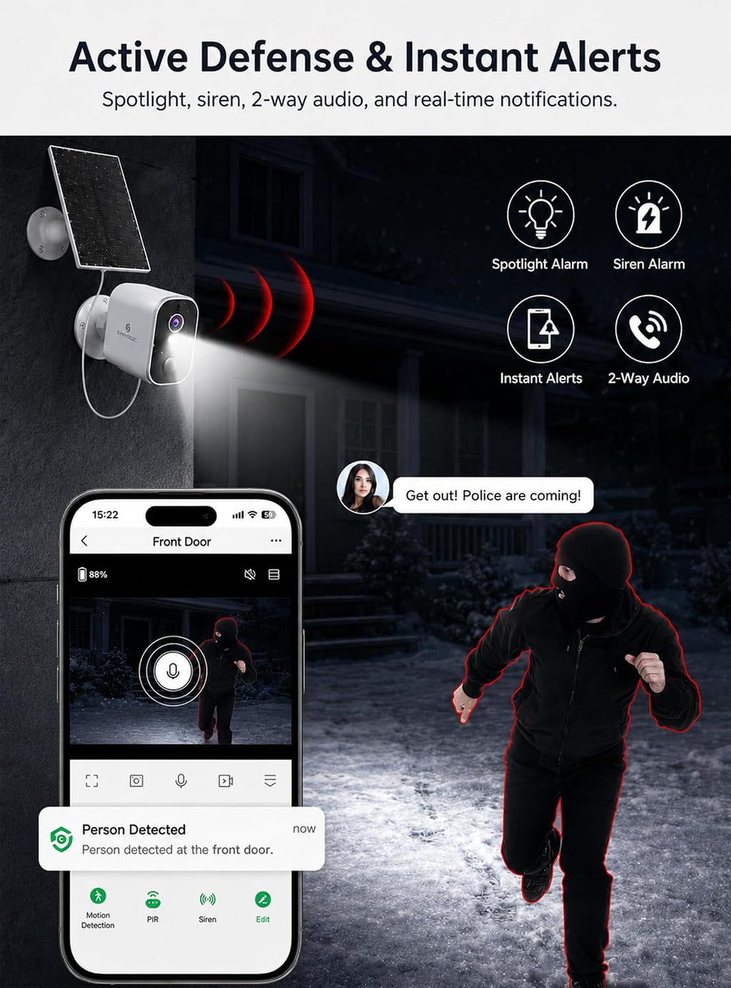 SYMYNELEC 2K Solar Security Cameras Wireless Outdoor, 2-Pack