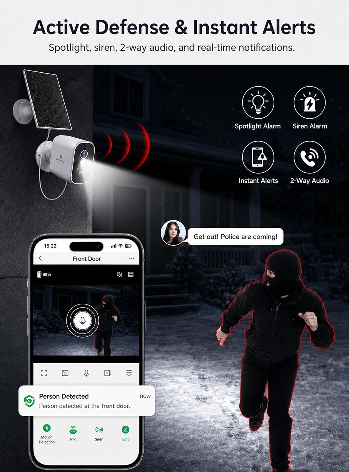 SYMYNELEC 2K Solar Security Cameras Wireless Outdoor, 2-Pack