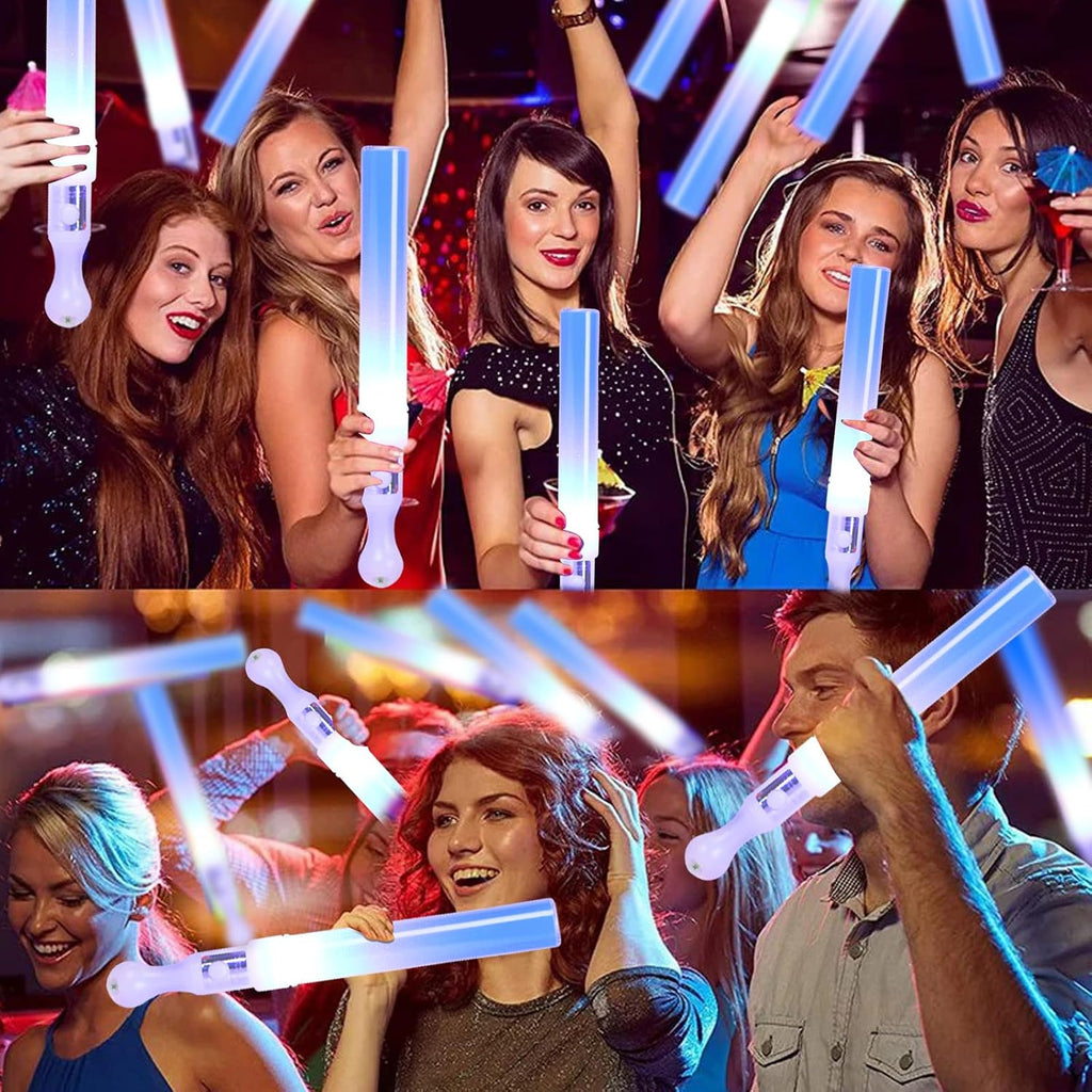 Reusable LED Glow Sticks(6 Pack), Blue Steady LED Flashing Bright Glow Light sticks, Equipped with AAA Battery Powered LED Sticks, Concert Glow in the Dark Party Favor Supplies