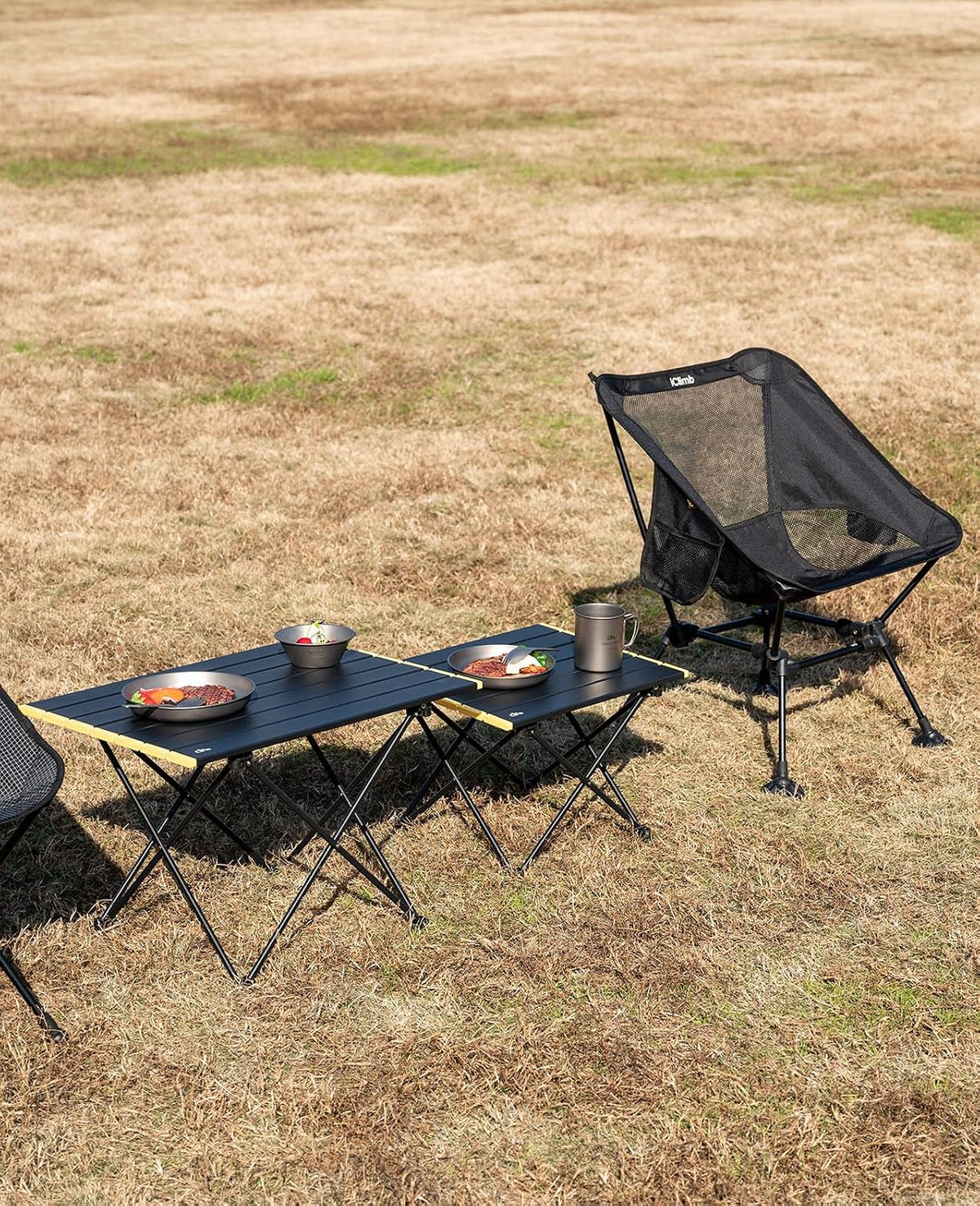 iClimb Ultralight Compact Camping Folding Table (Black - L)