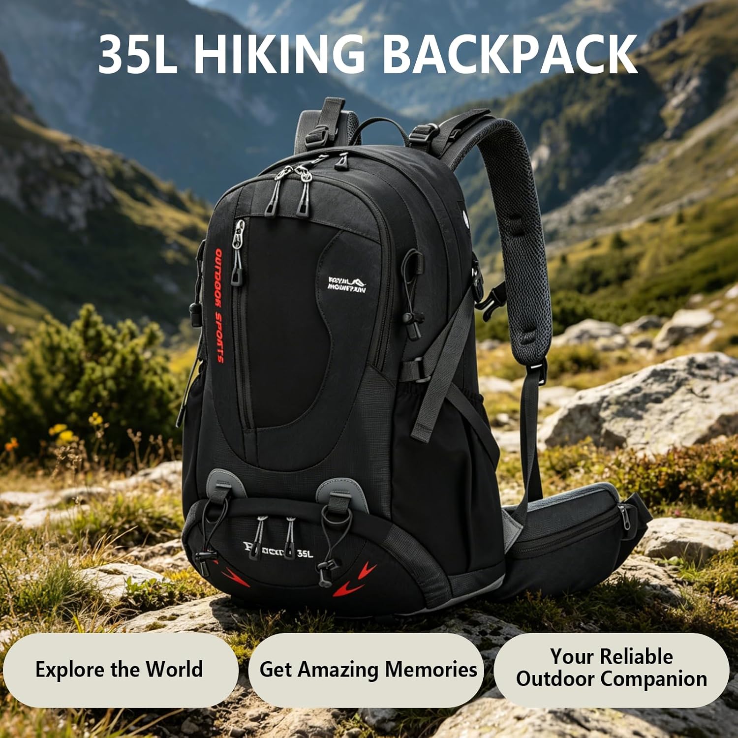 35L Lightweight Hiking Backpack for Women Men Waterproof Camping Backpack