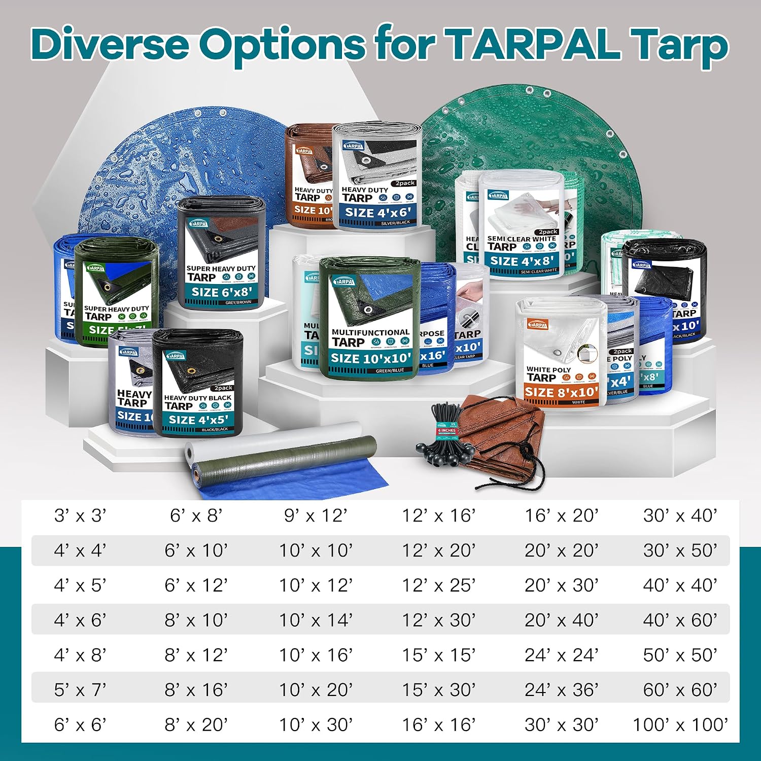 TARPAL tarp 14x16 Feet Super Heavy Duty Tarps Cover 20mil,Grey/Brown tarp