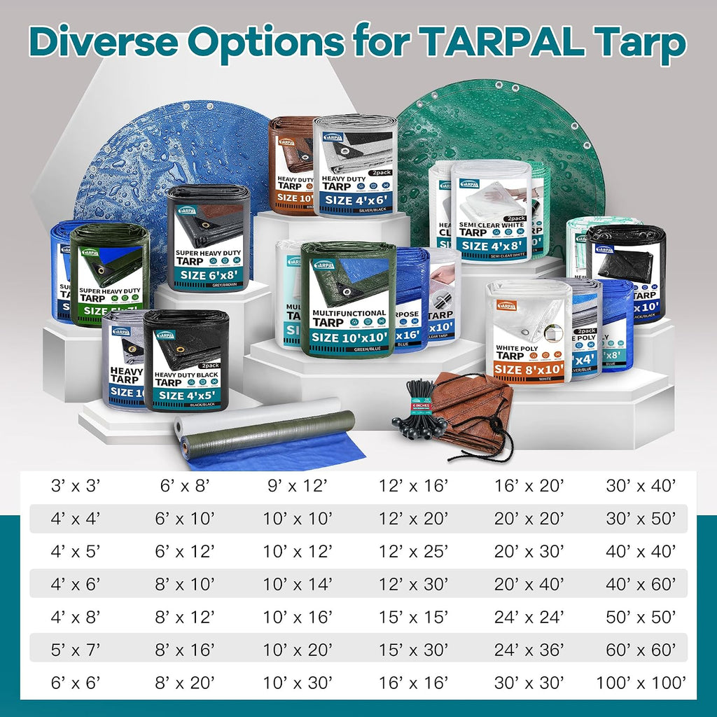 TARPAL tarp 5x7 Feet Super Heavy Duty Tarps Cover 20mil,Grey/Brown tarp