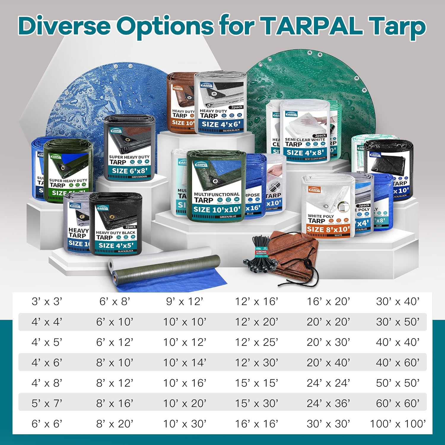 TARPAL tarp 4x6 Feet(2-Pack) Super Heavy Duty Tarps Cover 20mil,Grey/Brown