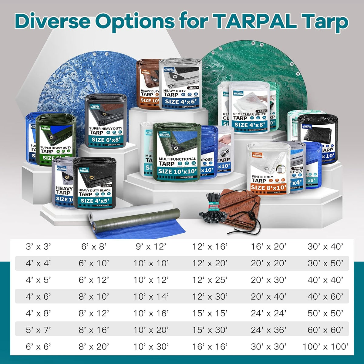 TARPAL tarp 20x30 Feet Super Heavy Duty Tarps Cover 20mil,Grey/Brown tarp