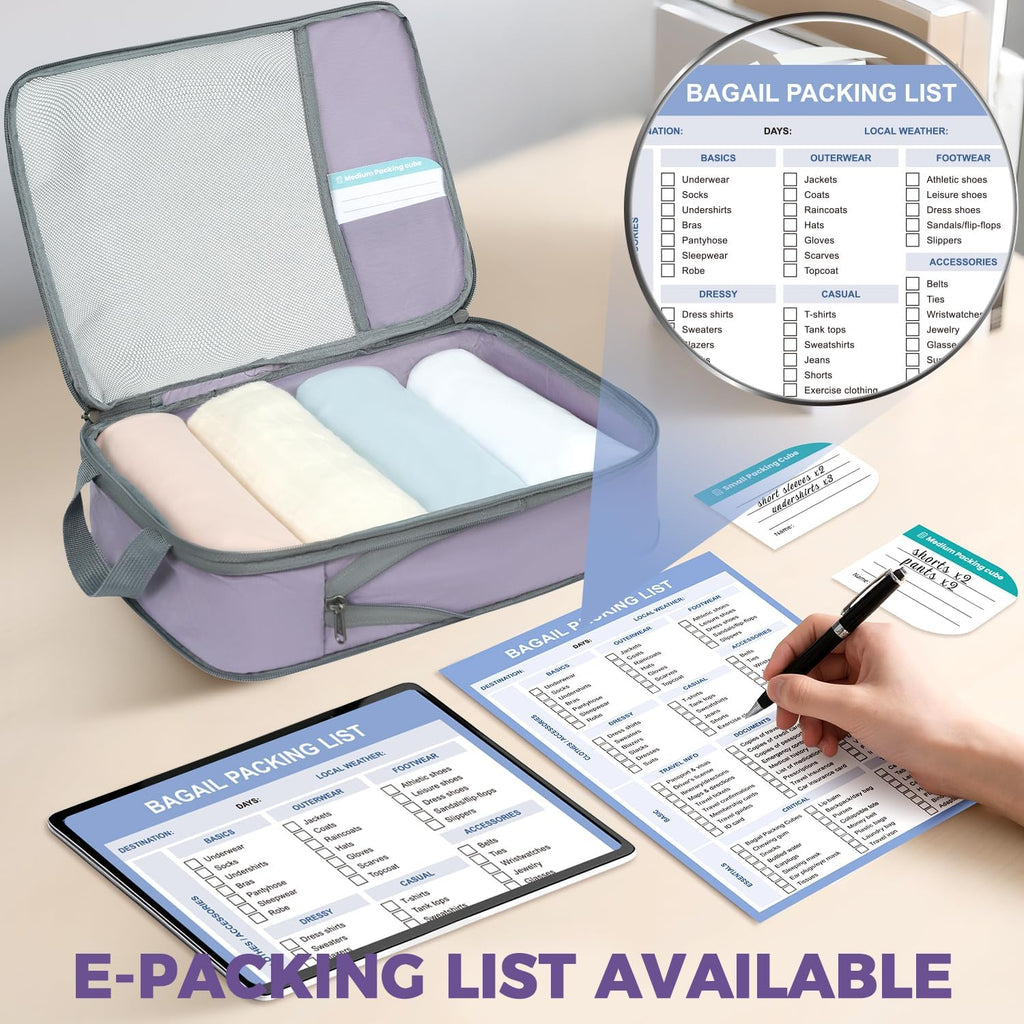 BAGAIL Lightweight Compression Packing Cubes for Travel, 6 Set,Dusty Purple