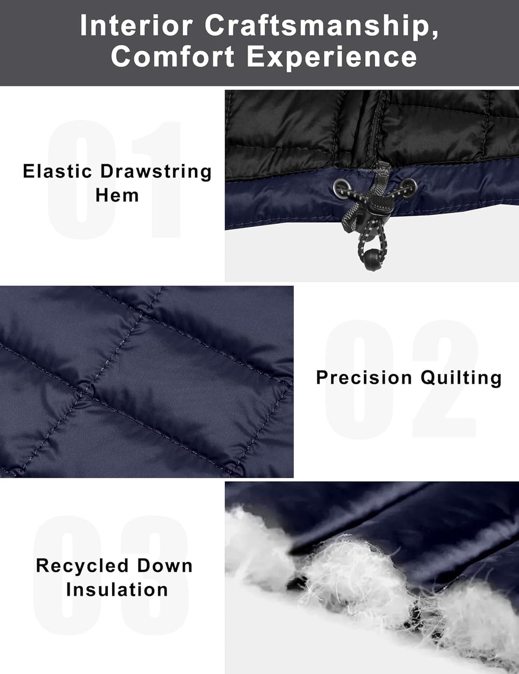 Little Donkey Andy Men's Puffer Vest, Lightweight Warm Sleeveless Jacket for Hiking Travel Golf