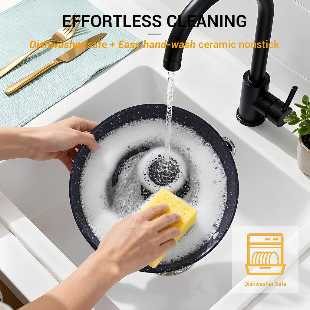 Ammeloo 21Pcs Pots and Pans Set Non Stick with Detachable Handle Frying Pan