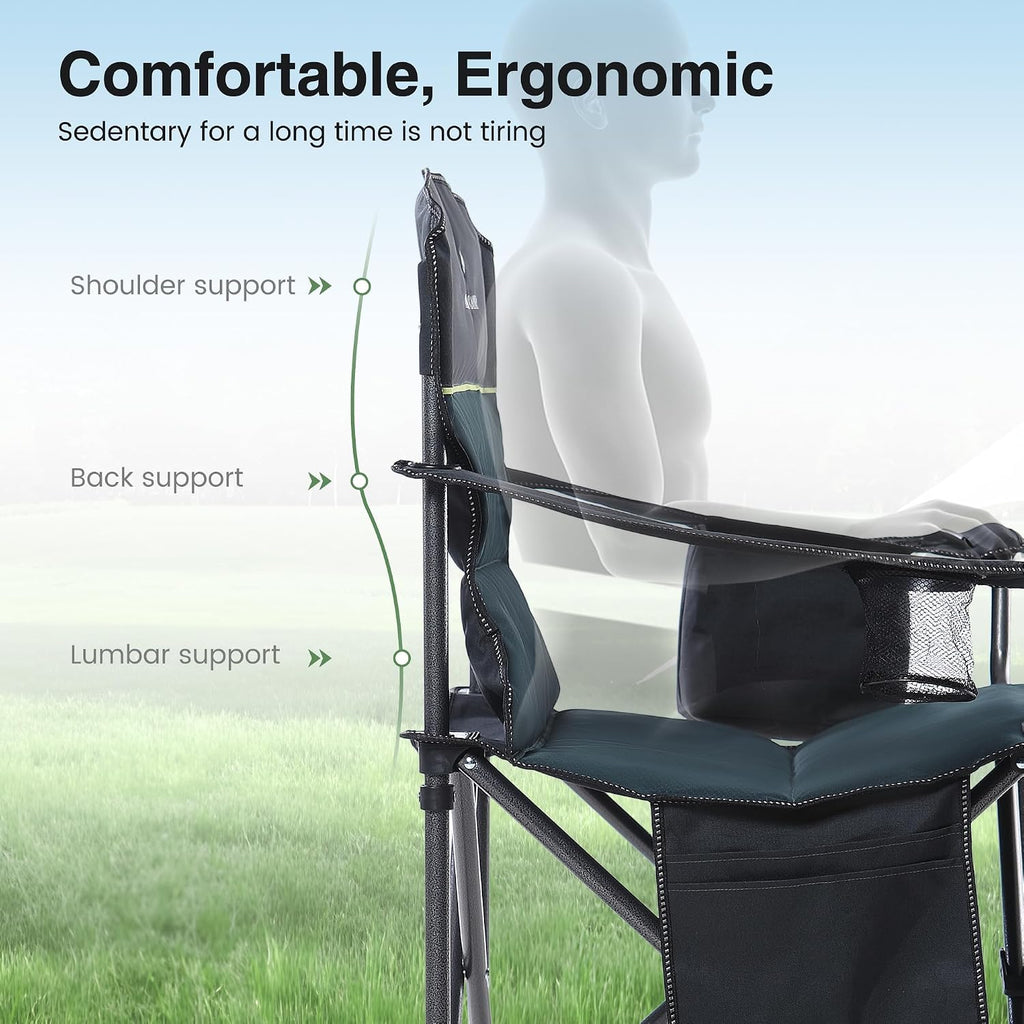 Oversized Folding Camping Chair for Adults Support 450 LBS, 2 Pack, Green