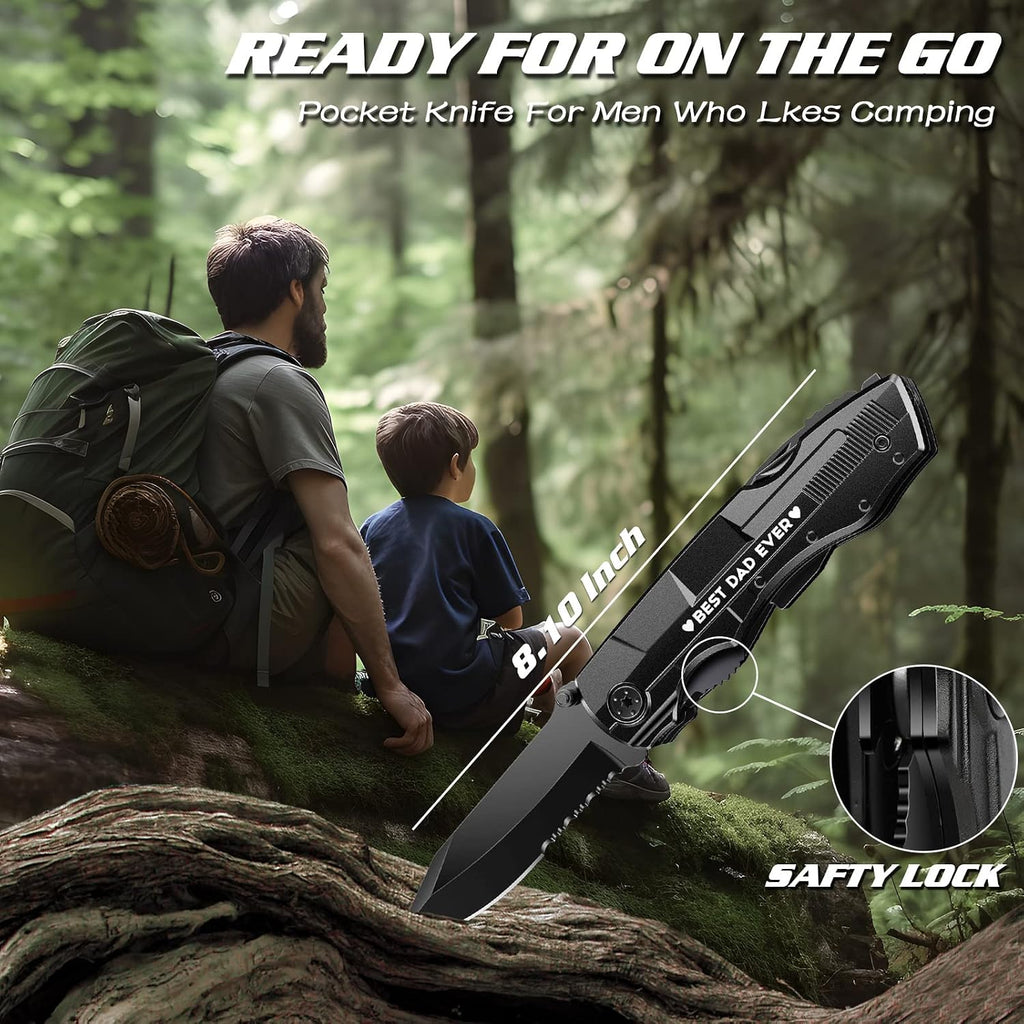 Dad Gifts from Daughter Son Wife Kids,BEST DAD EVER Multitool Knife,Christmas Birthday Father Day for Dad Step New Dad,Unique Camping Hunting Cycling Gift Ideas