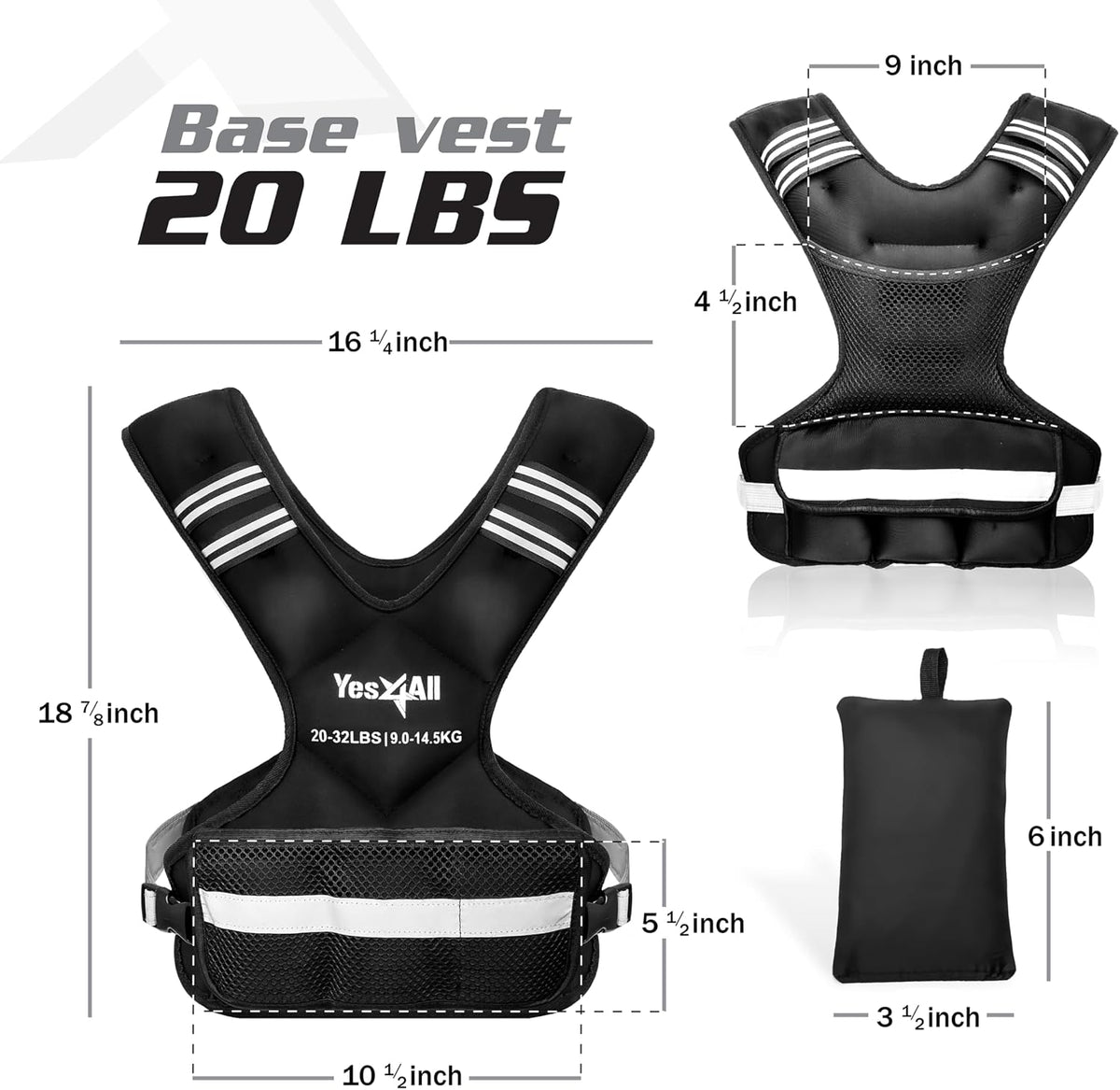 Yes4All Adjustable Weighted Vest with Reflective Strip