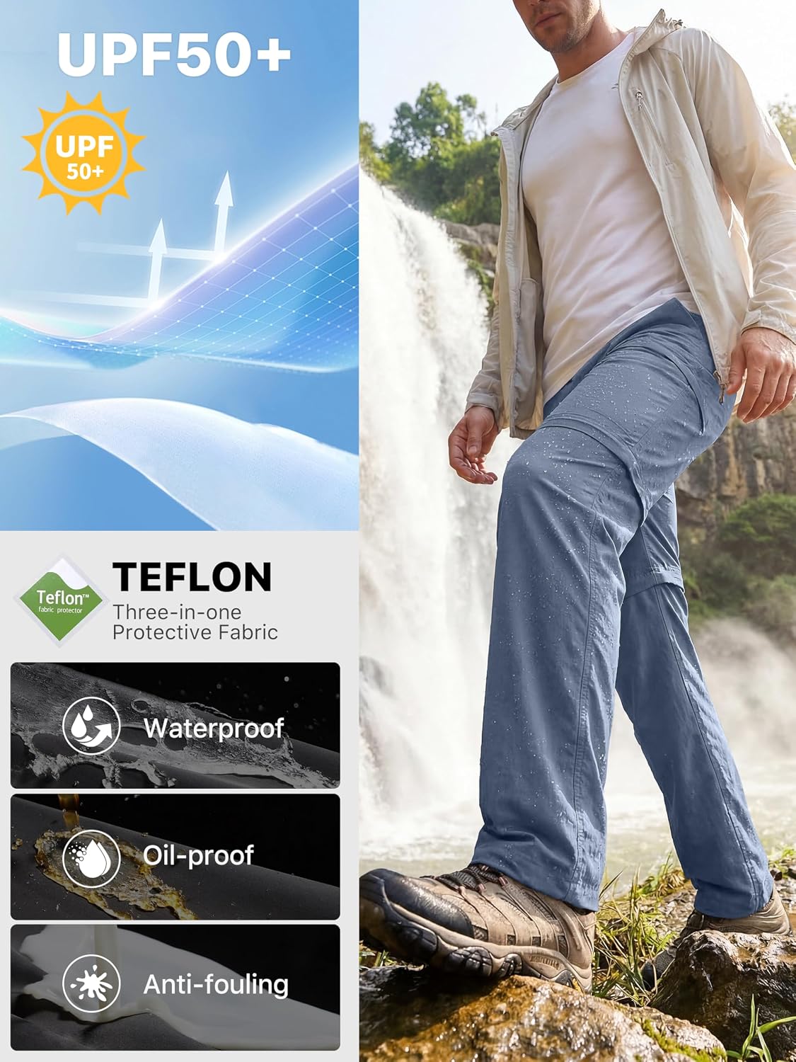 FREE SOLDIER Men's Convertible Hiking Pants Outdoor Lightweight