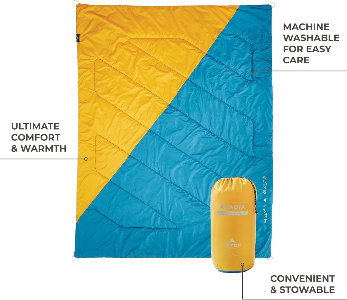 Teton Acadia Camp Blanket, Outdoor Blanket, Machine Washable, Picnics, Car Camping, Overlanding, Outdoor Adventure