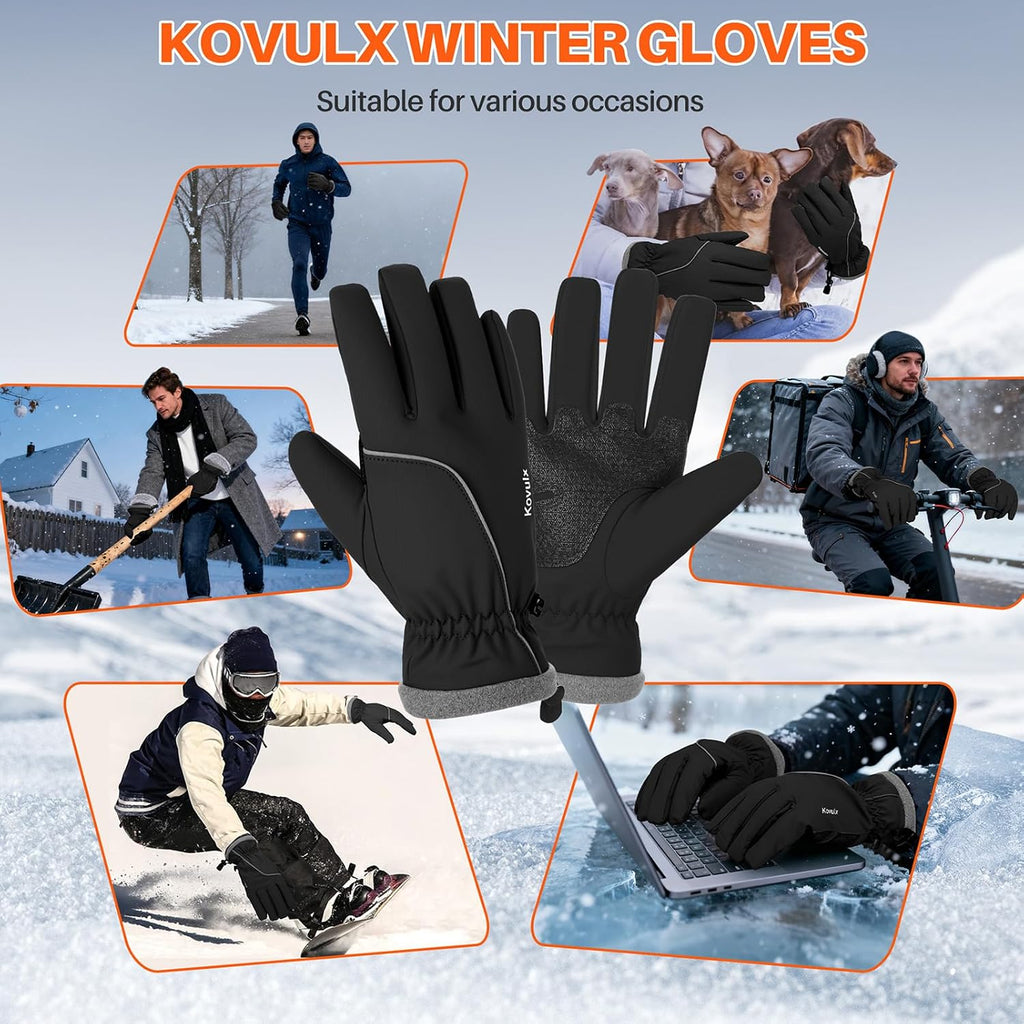 Winter Gloves Warm for Men & Women - Waterproof Touchscreen Outdoor Thermal Gloves with Plush Lining/Adjustable Wrist,Snow Shoveling Commuting Skiing