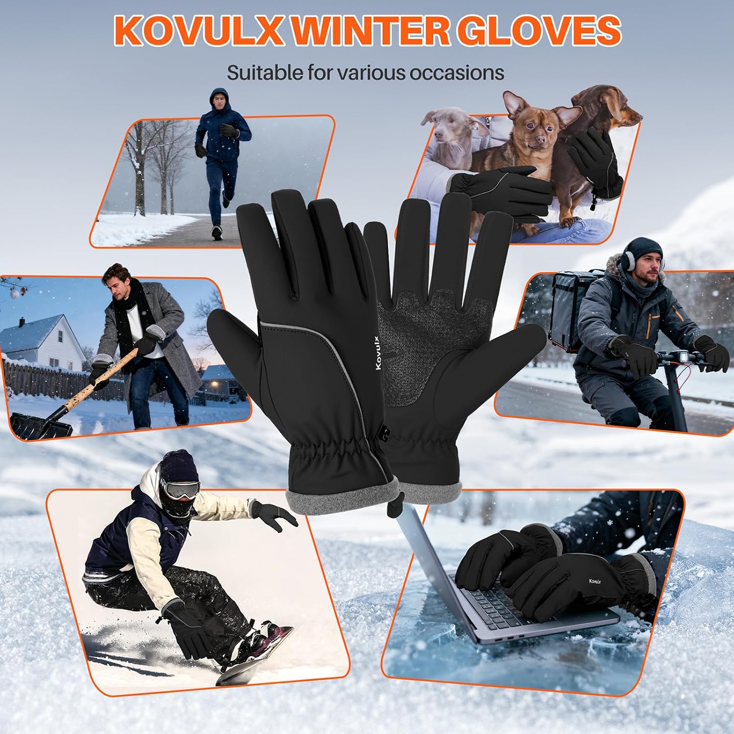 Winter Gloves Warm for Men & Women - Waterproof Touchscreen Outdoor Thermal Gloves with Plush Lining/Adjustable Wrist,Snow Shoveling Commuting Skiing