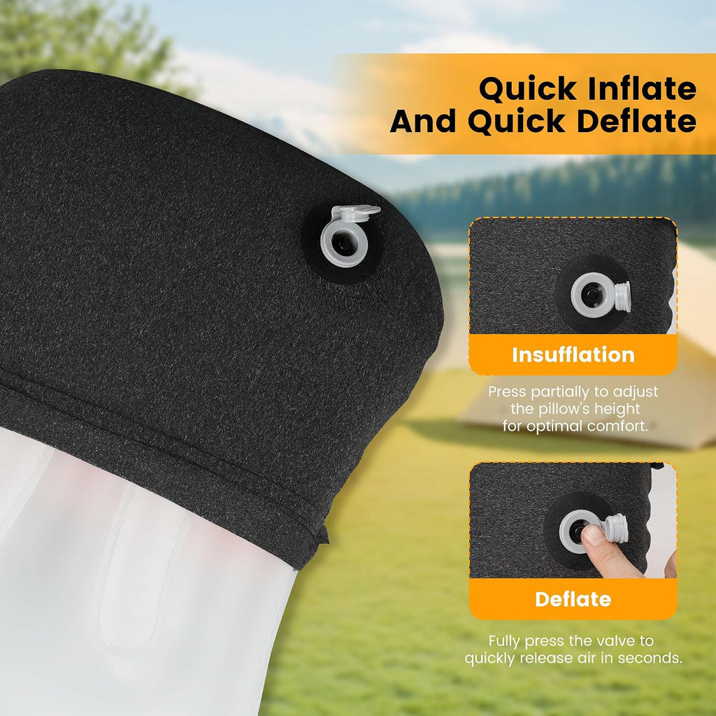 UWILLION Inflatable Camping Pillow with Removable Washable Cover, Ultralight Compact Air Pillow for Backpacking, Hiking, Travel & Camping, Ergonomic Neck and Lumbar Support Blow Up Pillow – Orange
