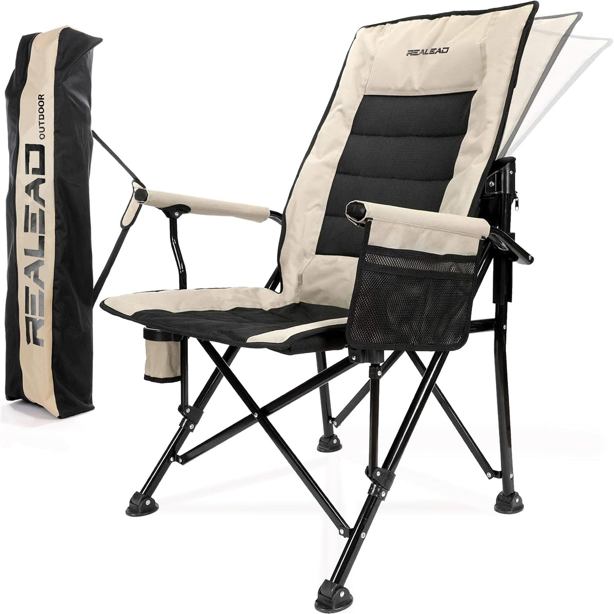 REALEAD Camping Chairs for Adults with Adjustable Backrest & Lumbar Support
