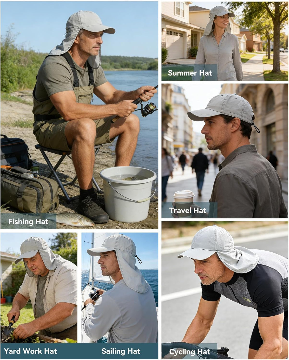 Zando UPF 50+ Sun Hats with Neck Flap for Men, Baseball Cap