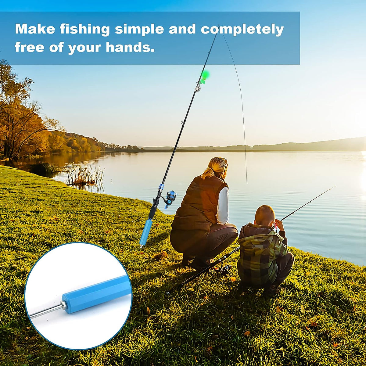 6pack Fishing Rod Holder Ground Support with Bite Alarm Bells, Bungee Cords