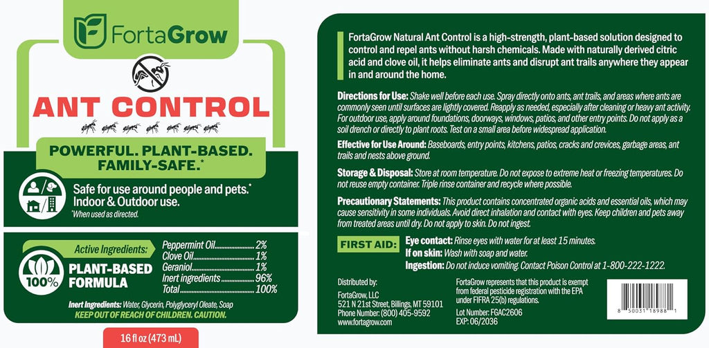 All-Natural Ant Control & Repellent Spray (16oz) – Ready-to-Use Peppermint, Clove & Geraniol Essential Oil Pest Defense – Safe for Indoors, Outdoors, Kids & Pets