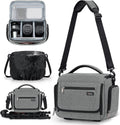 RAINSMORE Waterproof Camera Bag with Tripod Holder for Canon, Sony, Nikon, and Fujifilm – Small Sling Camera Case for Photographers, Grey