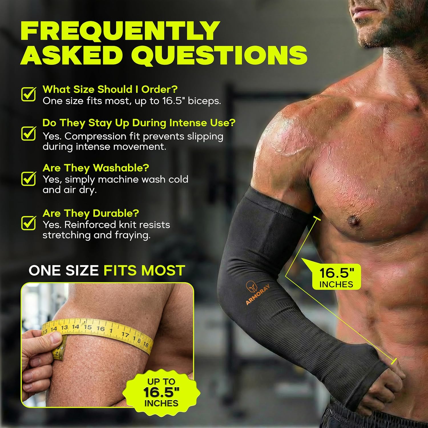 ARMORAY Arm Sleeves for Men and Women - UV Sun Protection Cooling Compression - Tattoo Cover Up Sleeve for Daily Wear & Work