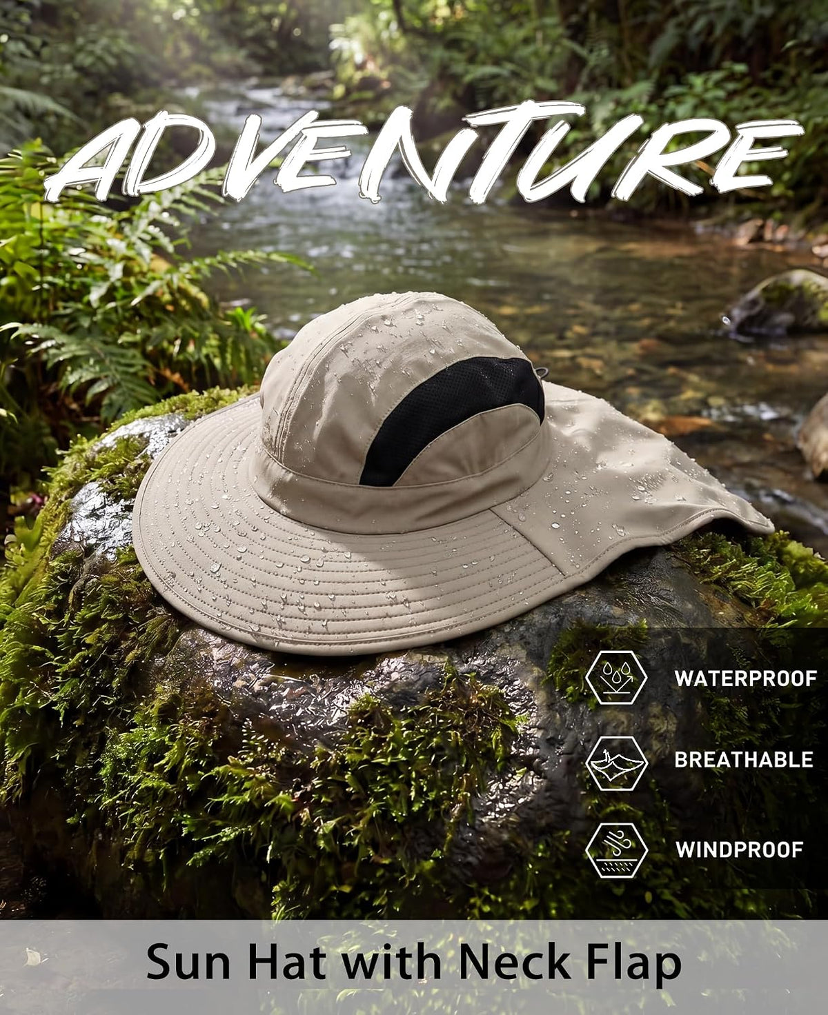 Home Prefer UPF 50+ Sun Hats for Men Women Wide Brim Fishing Hat with Neck Flap UV Protection Sunblock Safari Bucket Hat