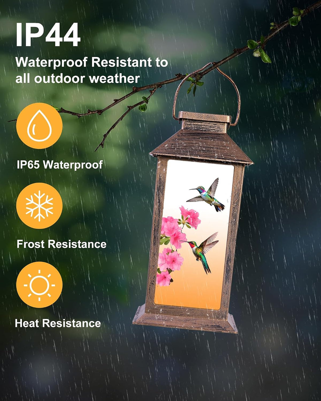 Fussion Solar Lanterns Outdoor Waterproof Garden Decor Birthday Gifts for Women Mom Grandma Sister, Hanging LED Plastic Solar Lights Outside Gardening Decorations for Yard Patio - Hummingbird - 1 Pack