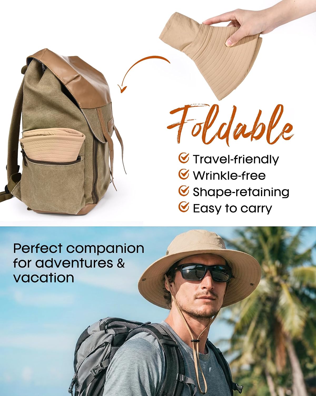FURTALK Sun Hats for Men Fishing Hat UPF Protection Wide Brim Bucket Hat